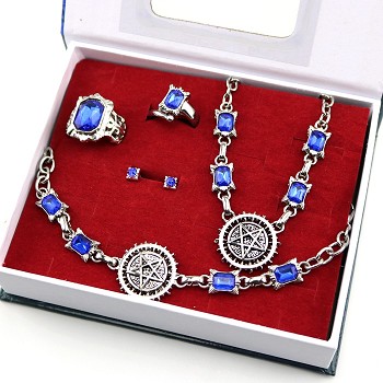 Kuroshitsuji anime bracelet+rings a set