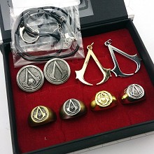 Assassin's Creed necklace+pin+ring a set