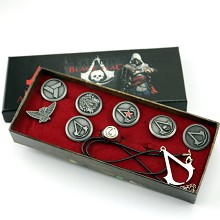 Assassin's Creed necklace+pin+ring a set