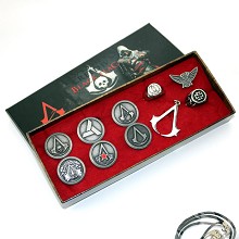 Assassin's Creed necklace+pin+ring a set