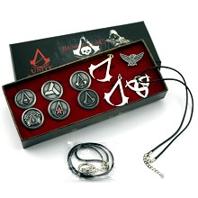 Assassin's Creed necklace+pin+ring a set