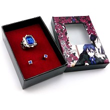 Kuroshitsuji anime earrings+ring a set