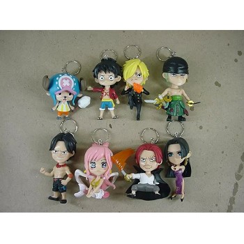 One Piece anime figures key chains set(8pcs a set)