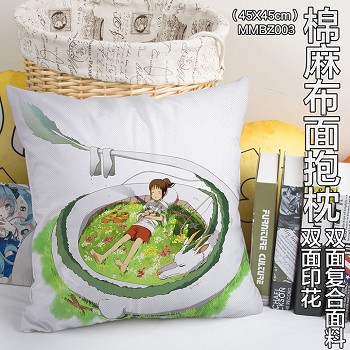 Spirited Away anime two-sided cotton fabric pillow