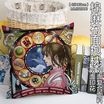 Spirited Away anime two-sided cotton fabric pillow