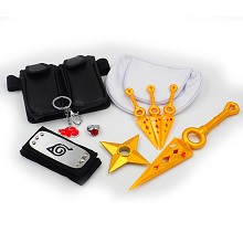 Naruto anime necklace+ring+key chain+headband+weapons a set