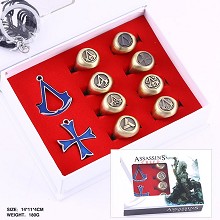 Assassin's Creed anime necklace+keychain+rings set...