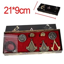 Assassin's Creed anime necklace+keychain+rings set(7pcs a set)