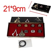 Assassin's Creed anime necklace+keychain+rings set...