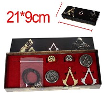 Assassin's Creed anime necklace+keychain+rings set(6pcs a set)