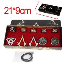 Assassin's Creed anime necklace+keychain+rings set...