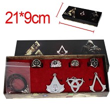 Assassin's Creed anime necklace+keychain+rings set(7pcs a set)