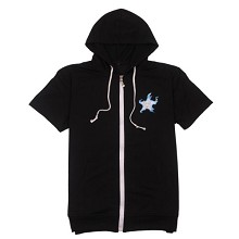 Black rock shooter anime cotton short sleeve hoodi...