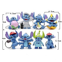 Stitch anime figure key chains set(8pcs a set)