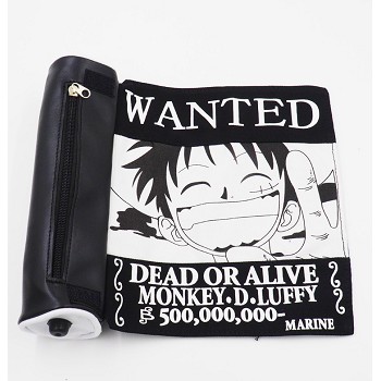 One Piece Luffy wanted anime pen bag