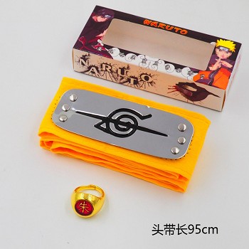 Naruto cos yellow headband+gold ring a set