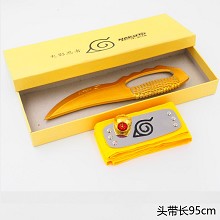 Naruto cos yellow headband+gold ring+gold weapon a...