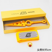 Naruto cos yellow headband+gold ring+gold weapon a...