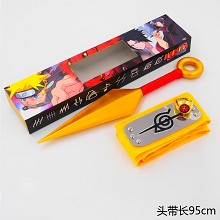 Naruto cos yellow headband+gold ring+gold weapon a...