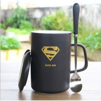 Super man anime cup+lid+spoon a set