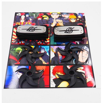 Naruto anime cos headbands+ weapons set(6pcs a set)