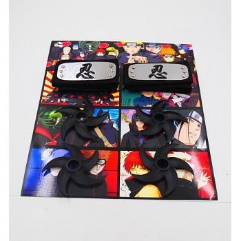 Naruto anime cos headbands+ weapons set(6pcs a set)