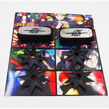 Naruto anime cos headbands+ weapons set(6pcs a set)