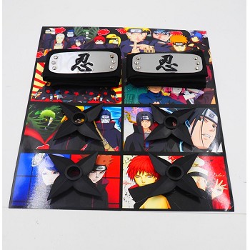 Naruto anime cos headbands+ weapons set(6pcs a set)