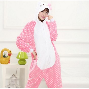 Cartoon hello kitty flano pajamas dress hoodie