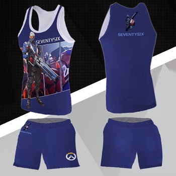 Overwatch soldier 76 vest+short pants a set