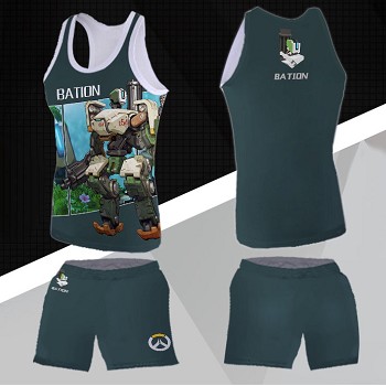 Overwatch Bastion vest+short pants a set