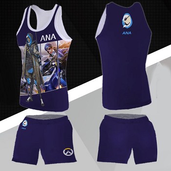 Overwatch Ana Amari vest+short pants a set