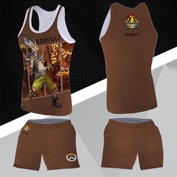 Overwatch JunkRat vest+short pants a set