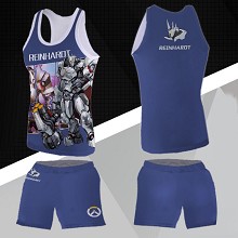 Overwatch Reinhardt Wilhelm vest+short pants a set