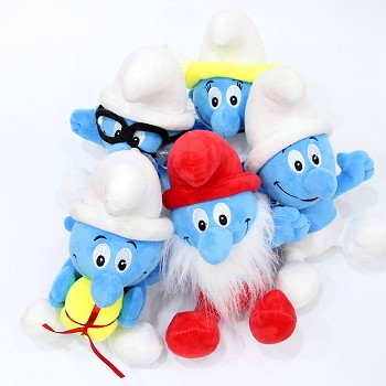 8inches The smurfs plush dolls set(5pcs a set)