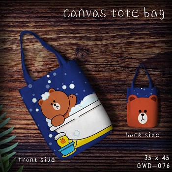 Bear Brown anime canvas tote bag shopping bag