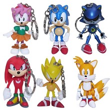Sonic anime figure doll key chains set(6pcs a set)