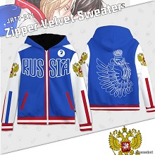 YURI on ICE zipper velvet sweater hoodie