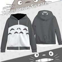 Totoro zipper velvet sweater hoodie