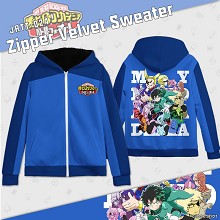 My Hero Academia zipper velvet sweater hoodie