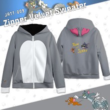 Tom and Jerry zipper velvet sweater hoodie