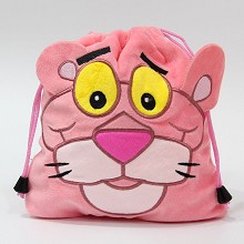 Pink Panther anime plush drawstring backpack bag