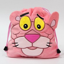 Pink Panther anime plush drawstring backpack bag