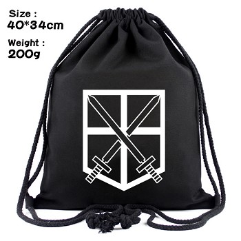 Attack on Titan anime drawstring backpack bag