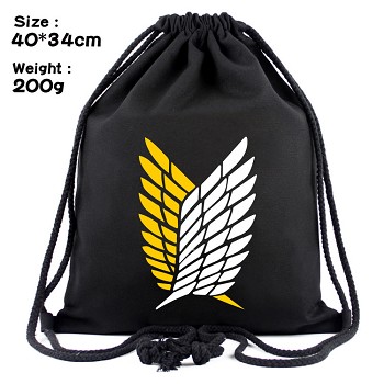 Attack on Titan anime drawstring backpack bag