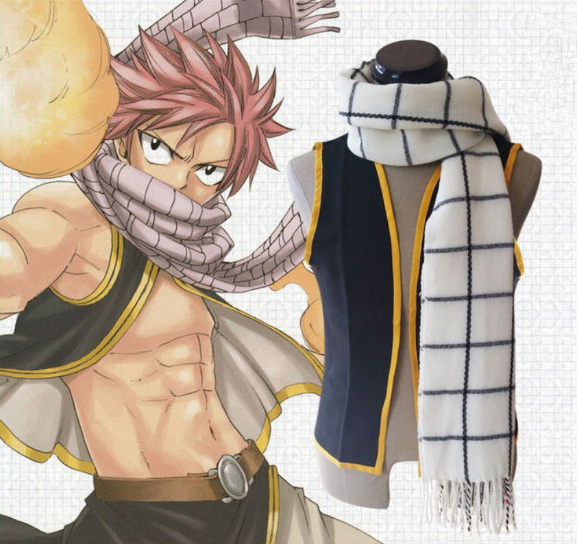 Fairy Tail Etherious Natsu Dragneel anime thick scarf. 