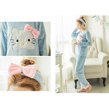 Hello kitty anime flano bpyjama pajamas dress hoodie