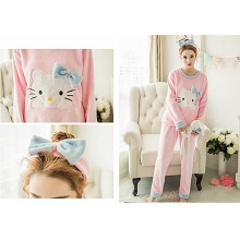 Hello kitty anime flano bpyjama dress hoodie