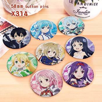 Sword Art Online anime brooches pins set(8pcs a set)