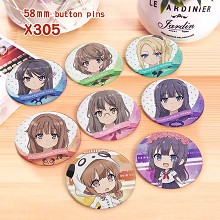 Seishun buta yarou wa bunny anime brooches pins se...